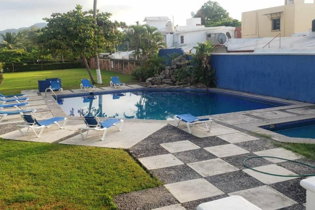 Magnifico Departamento, Cocina Equipada, 2 Recamaras 2 Banos , Hasta 6 Personas, 3 Albercas, Playa A 50 Mts Wifi, Aire Acondicionado Apartment Manzanillo Luaran gambar
