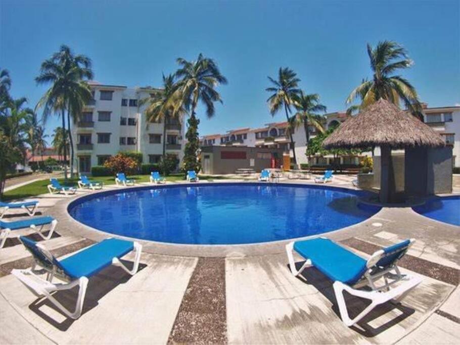 Magnifico Departamento, Cocina Equipada, 2 Recamaras 2 Banos , Hasta 6 Personas, 3 Albercas, Playa A 50 Mts Wifi, Aire Acondicionado Apartment Manzanillo Luaran gambar