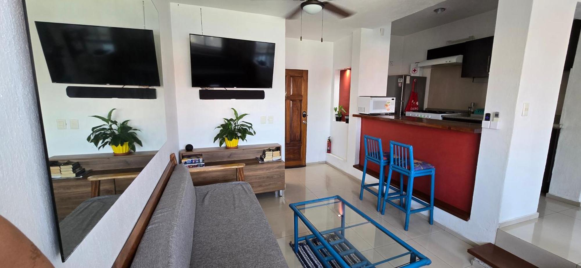 Magnifico Departamento, Cocina Equipada, 2 Recamaras 2 Banos , Hasta 6 Personas, 3 Albercas, Playa A 50 Mts Wifi, Aire Acondicionado Apartment Manzanillo Luaran gambar